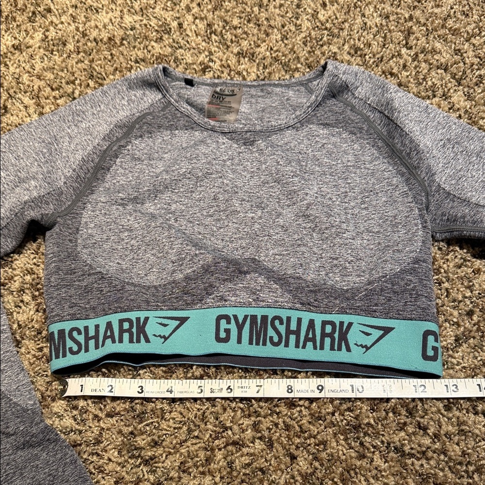 Gymshark Heather Gray and Teal Long Sleeve Crop Top - Picture 5 of 8